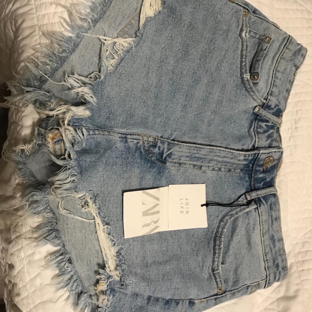 Zara ripped denim shorts